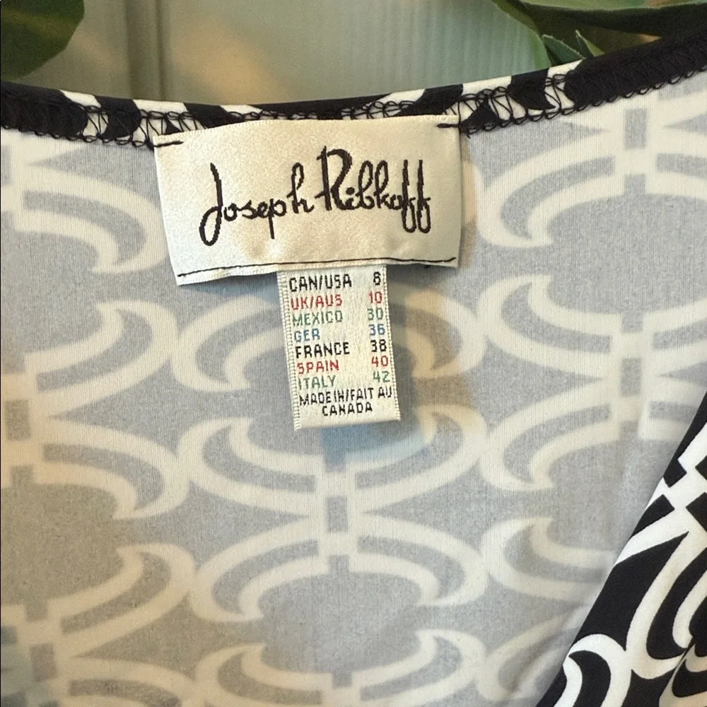 Joseph Ribkoff Black and White Chain Print Midi Dress sz8 - Picture 2 of 6